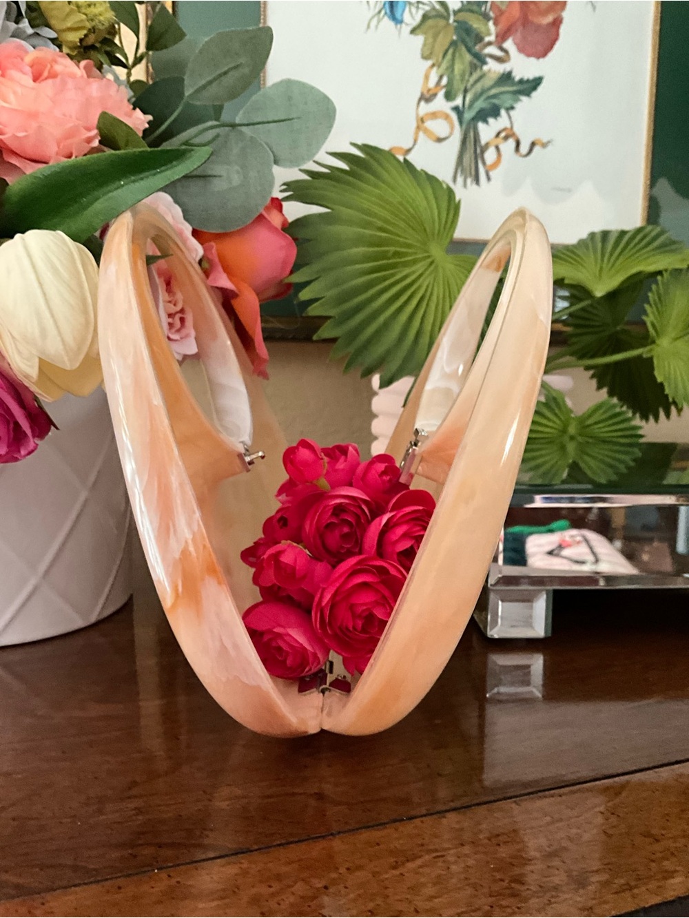 Peach Marble Resin Handbag Sculpture - Sculptural Accent NWOT - Picture 4 of 4
